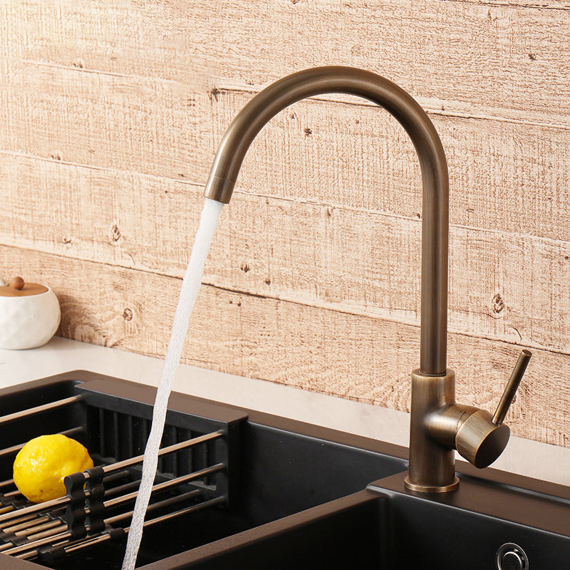 Rustic Bronze High Arc Single Handle Kitchen Faucet