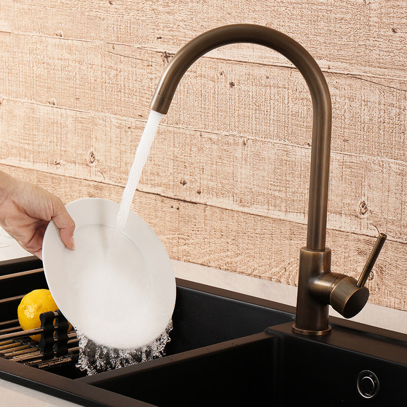 Rustic Bronze High Arc Single Handle Kitchen Faucet