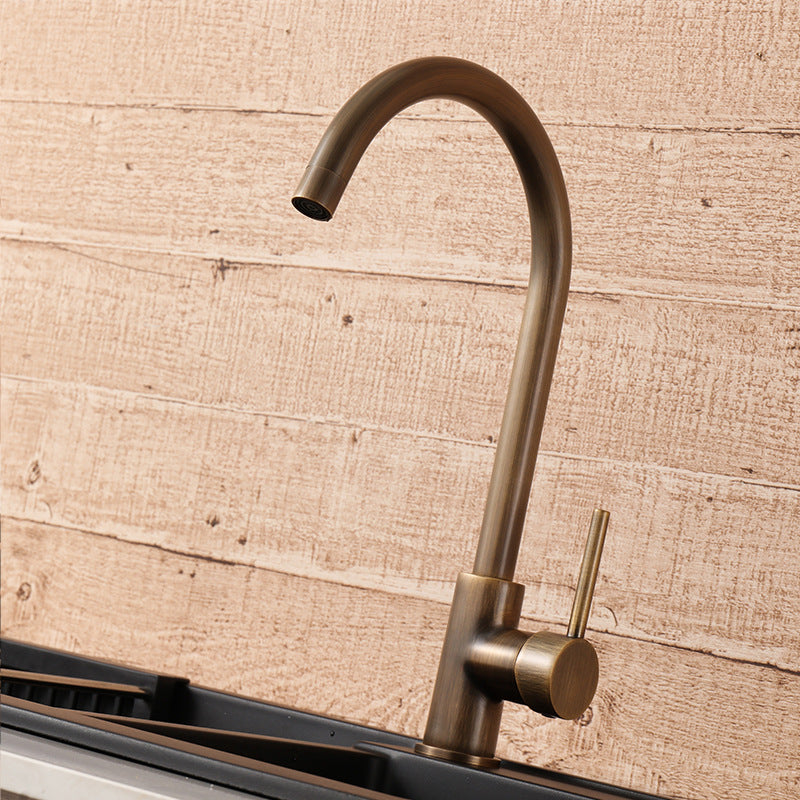 Rustic Bronze High Arc Single Handle Kitchen Faucet