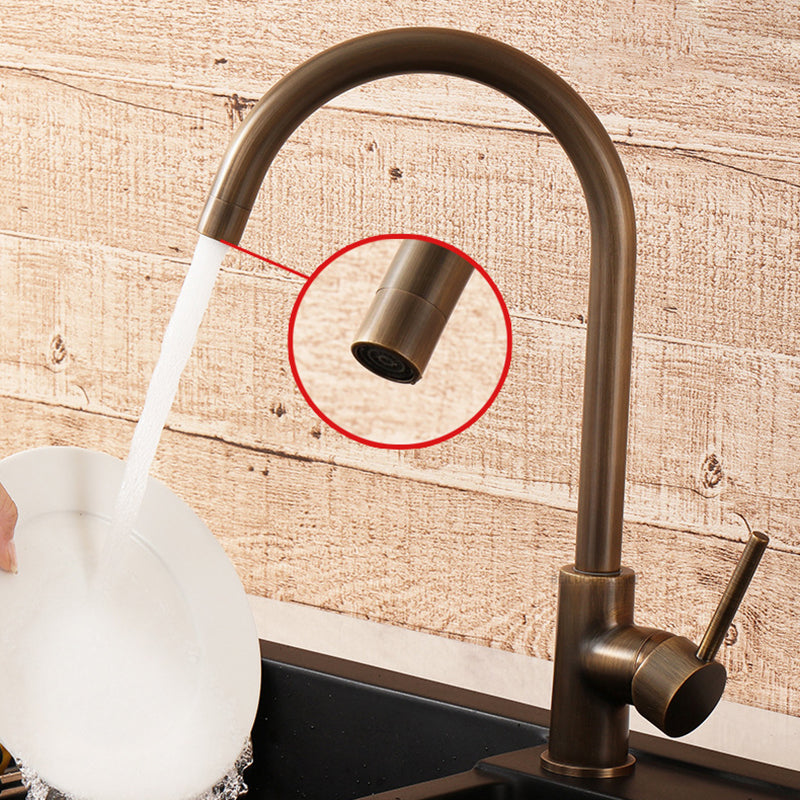 Rustic Bronze High Arc Single Handle Kitchen Faucet