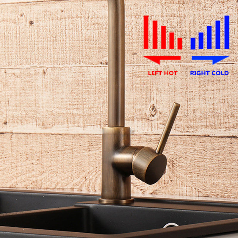 Rustic Bronze High Arc Single Handle Kitchen Faucet