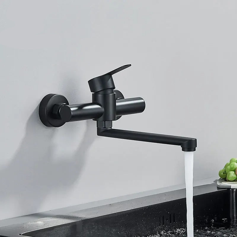 Modern faucet installed above a sink, elegant design