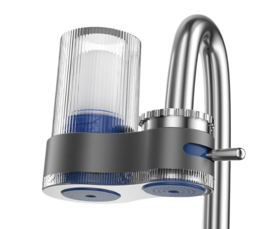 Modern Dual Spray Faucet Filter with Clear Housing