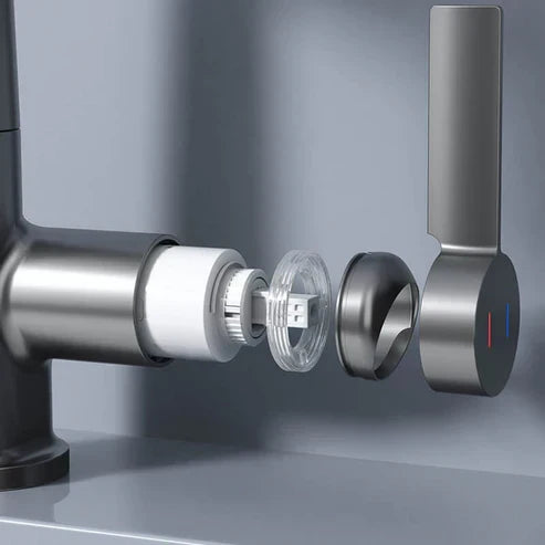 Sleek Matte Black Digital Pull-Down Kitchen Faucet