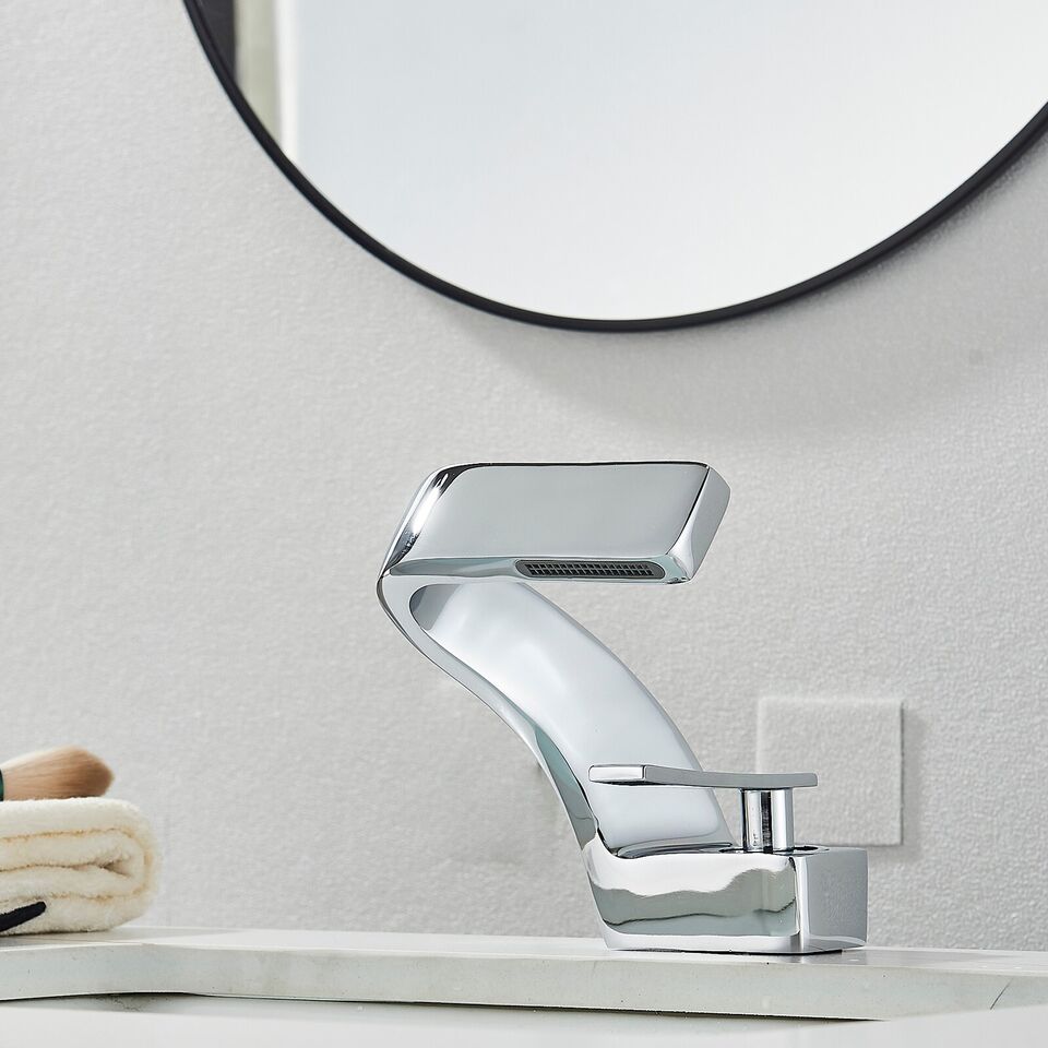 Modern Matte Black High Heel Waterfall Faucet