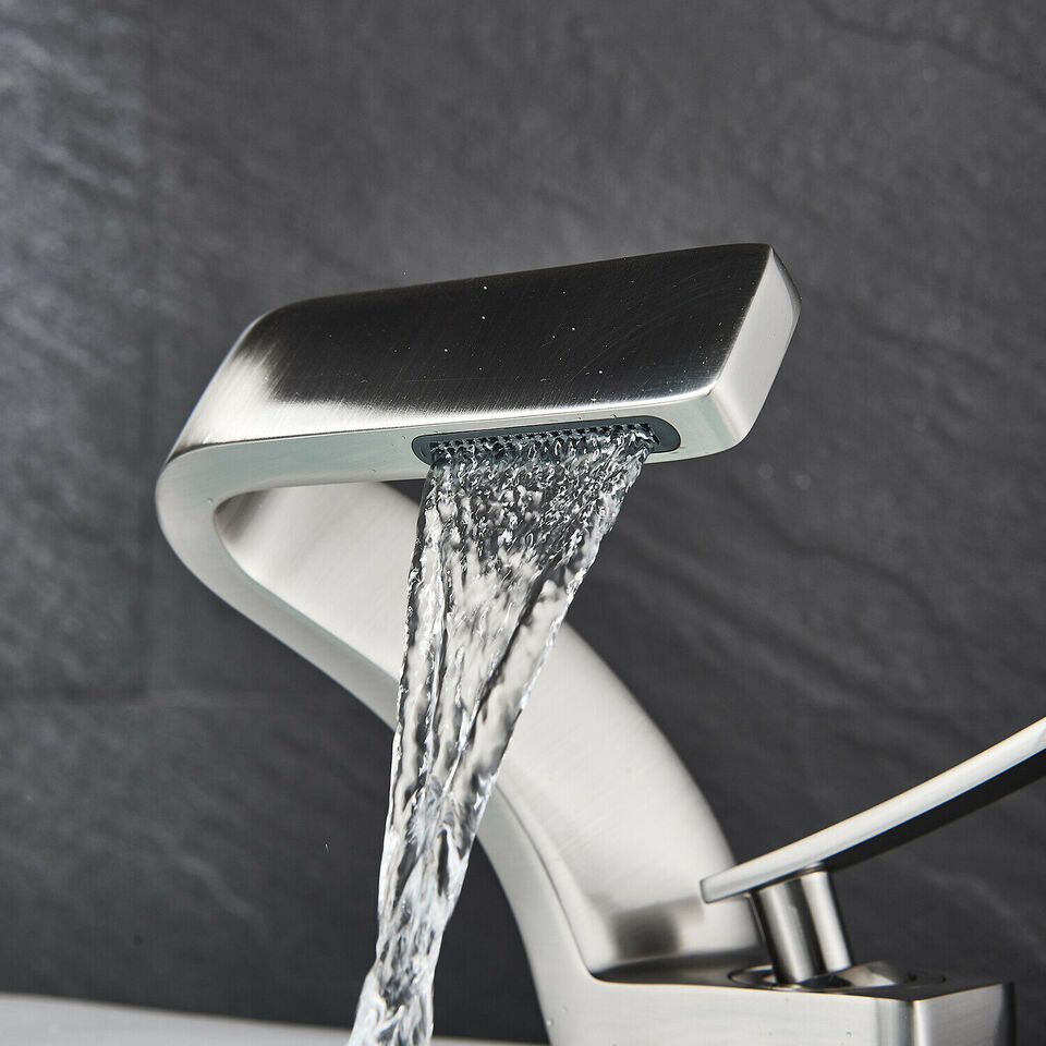 Modern Matte Black High Heel Waterfall Faucet