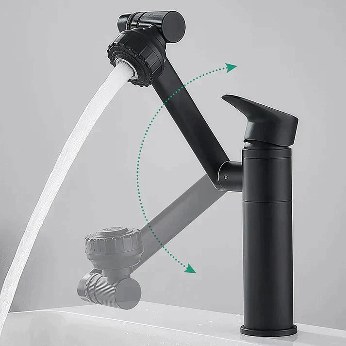 Modern Matte Black Basin Faucet with Articulated Spout