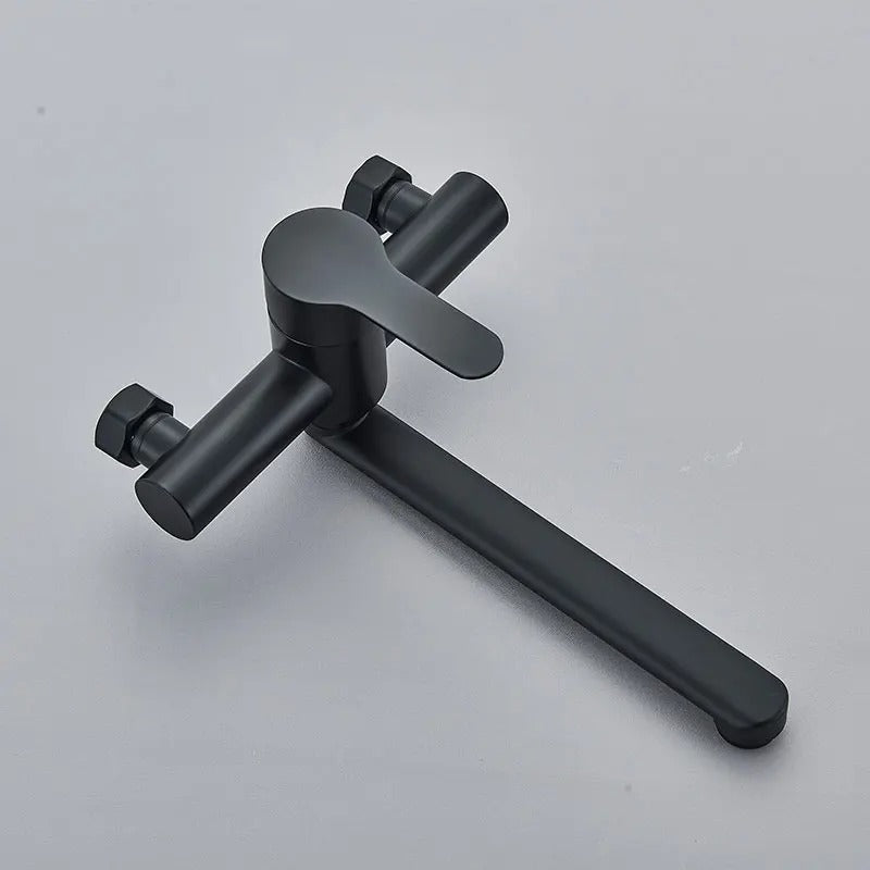 Wall-Mounted Matte Black Swivel Kitchen Faucet
