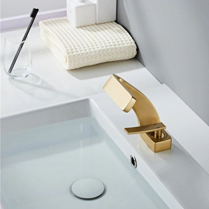Modern Matte Black High Heel Waterfall Faucet
