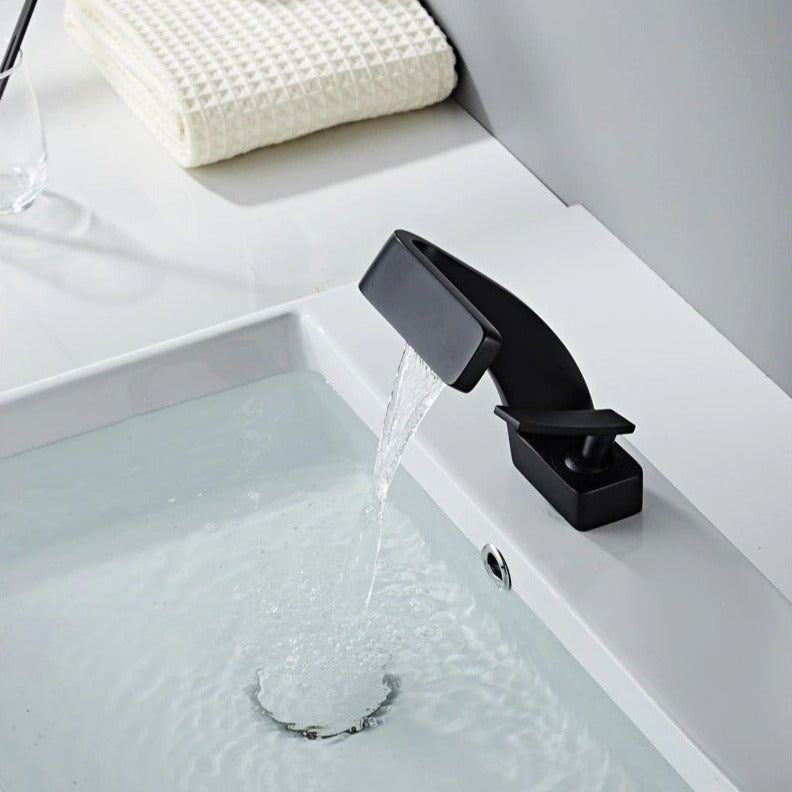 Modern Matte Black High Heel Waterfall Faucet