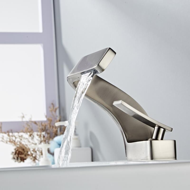 Modern Matte Black High Heel Waterfall Faucet