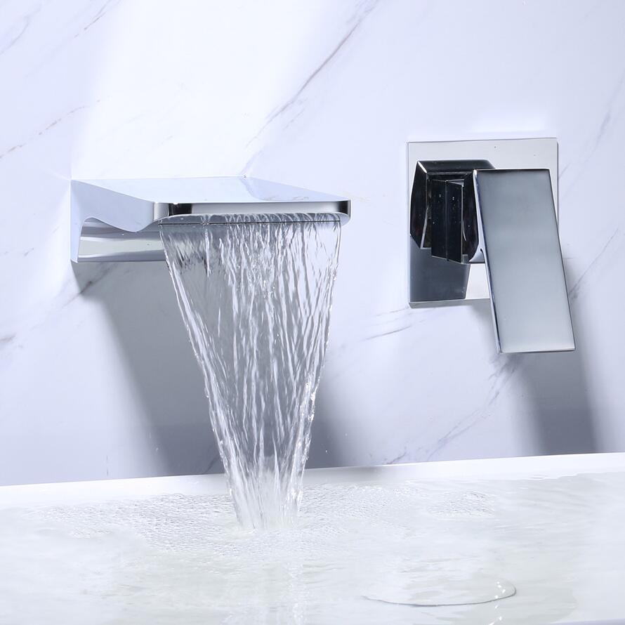 Modern Wide Chrome Waterfall Bathroom Spout