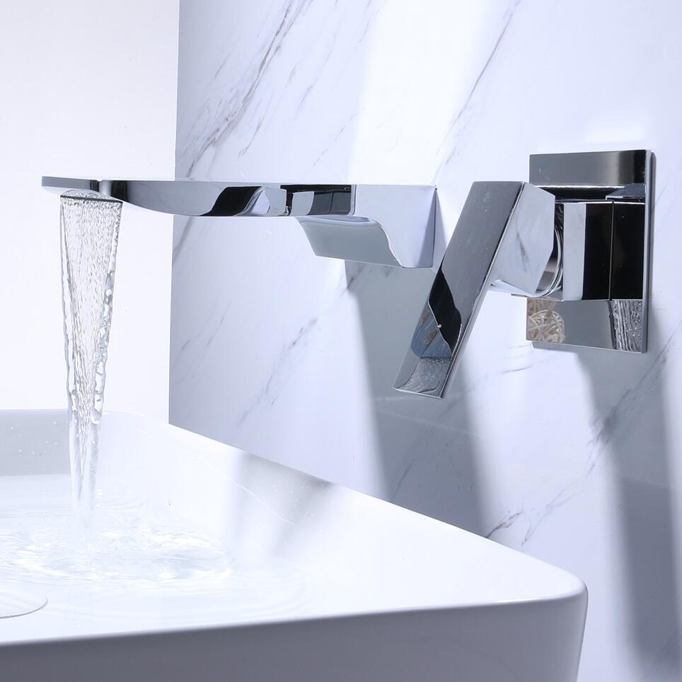 Wall-mounted tap showing the hot and cold water pipes