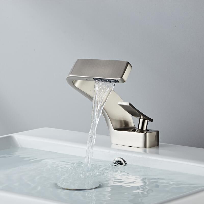 Modern Matte Black High Heel Waterfall Faucet