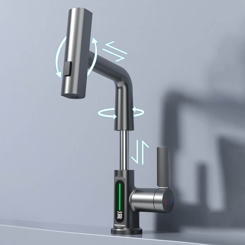 Modern Pull-Down Kitchen Faucet with Digital Display