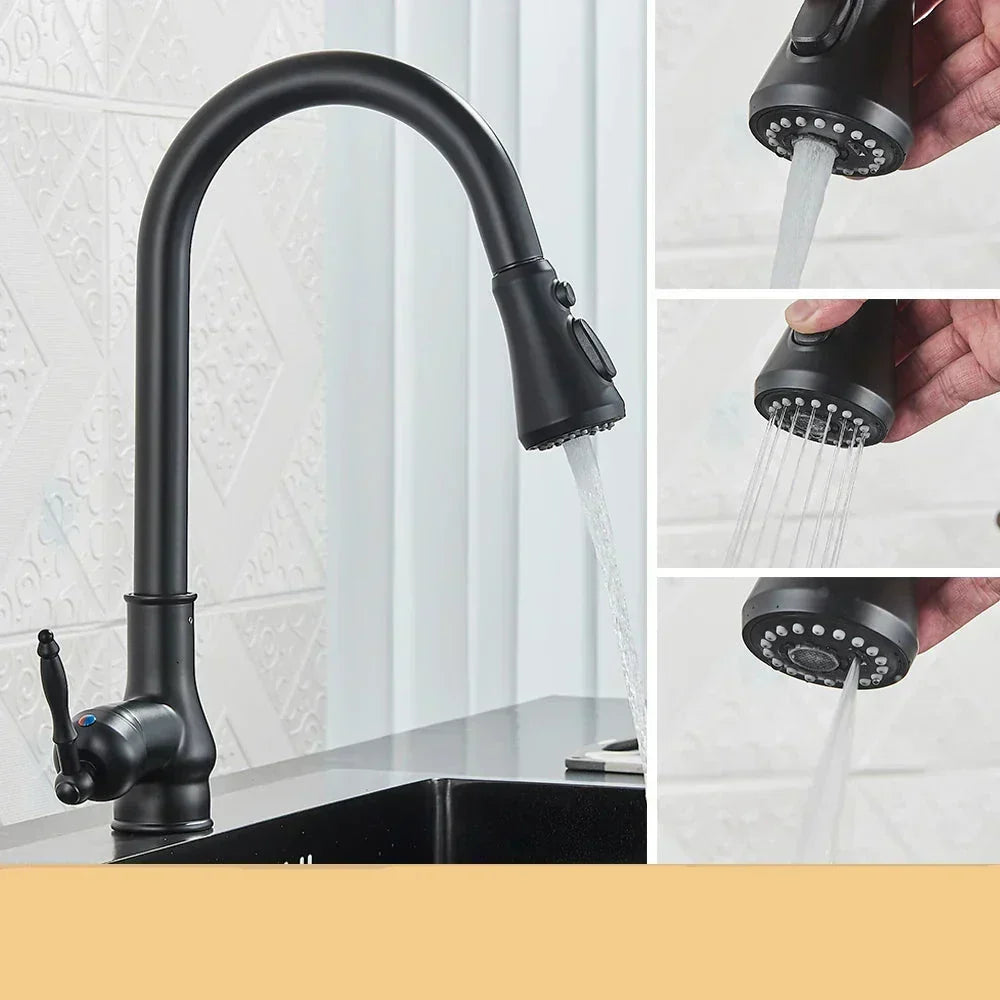 Kitchen tap with hot and cold water mixer