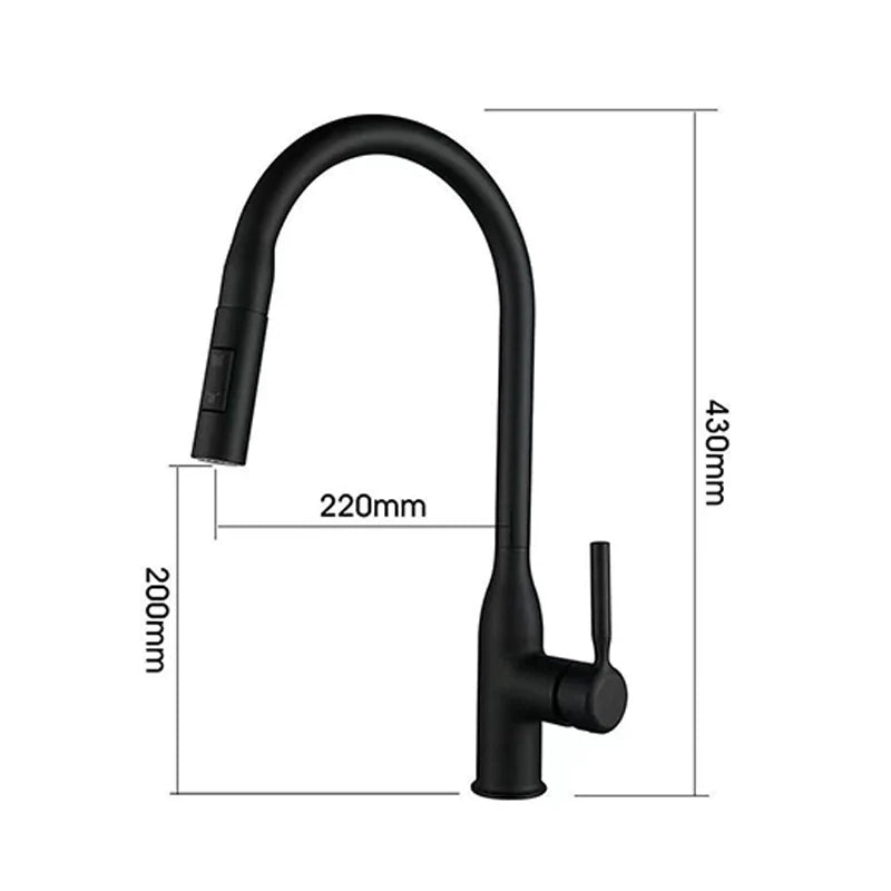 Modern Gunmetal Gray High-Arc Pull-Down Kitchen Faucet
