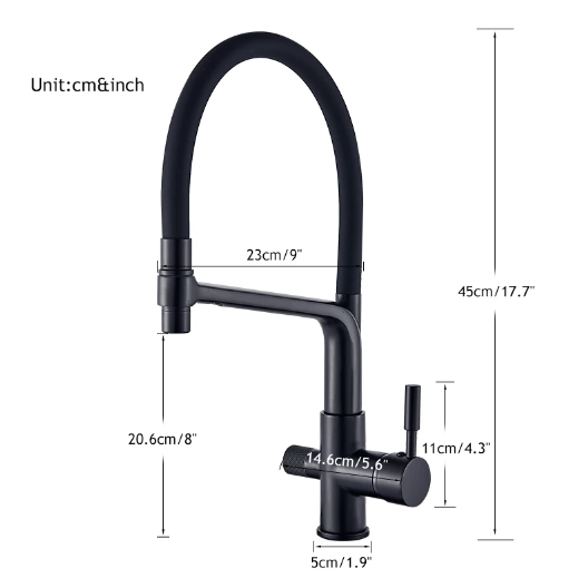 Sleek White Kitchen Faucet with Black Pull-Down Sprayer