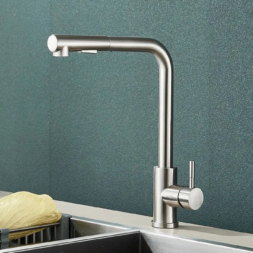 Modern Matte Black Kitchen Faucet with Pull-Out Spray
