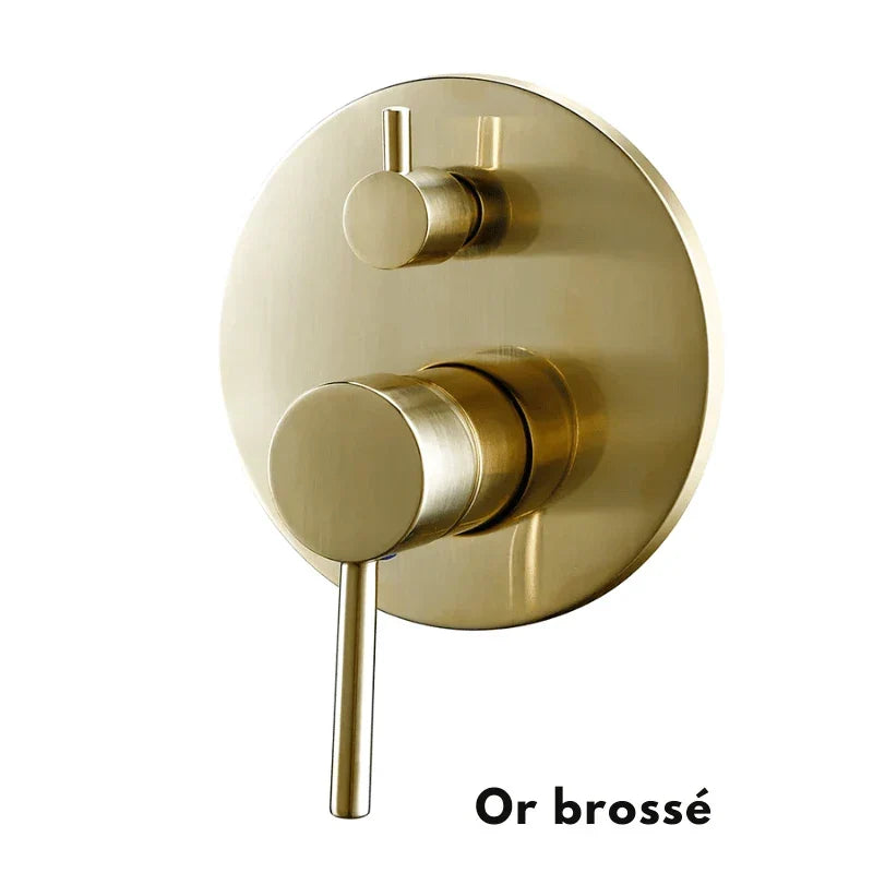 Brushed gold wall-mounted mixer tap, contemporary style