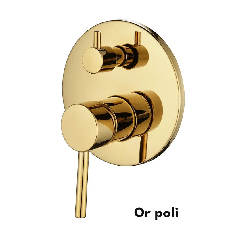 Polished gold mixer tap, shiny and smooth surface