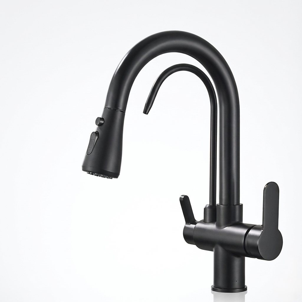 Compact faucet base with control handles