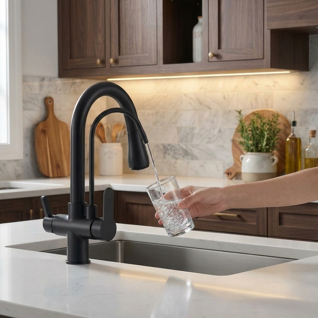 Brushed Nickel Pull-Down Kitchen Faucet with Filter Spout