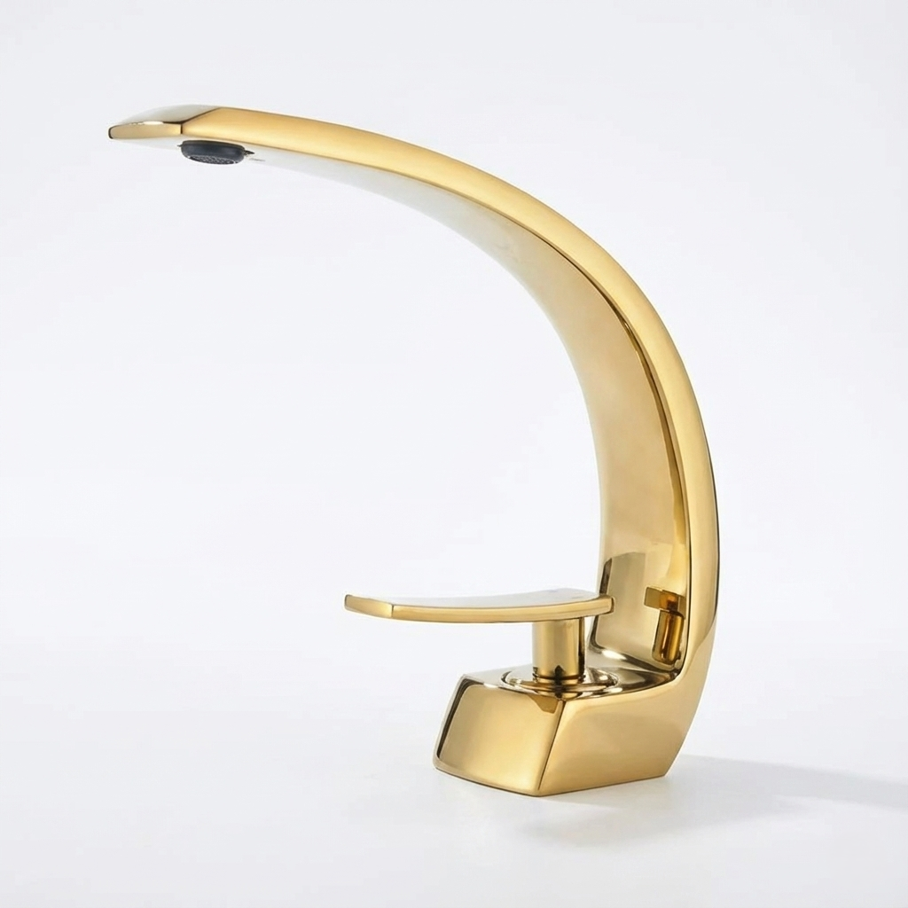 Close-up of the organic curve of the tap