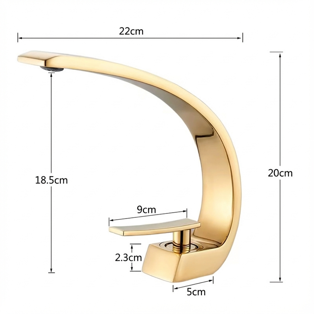 Modern Curved Chrome Single Handle Sink Faucet