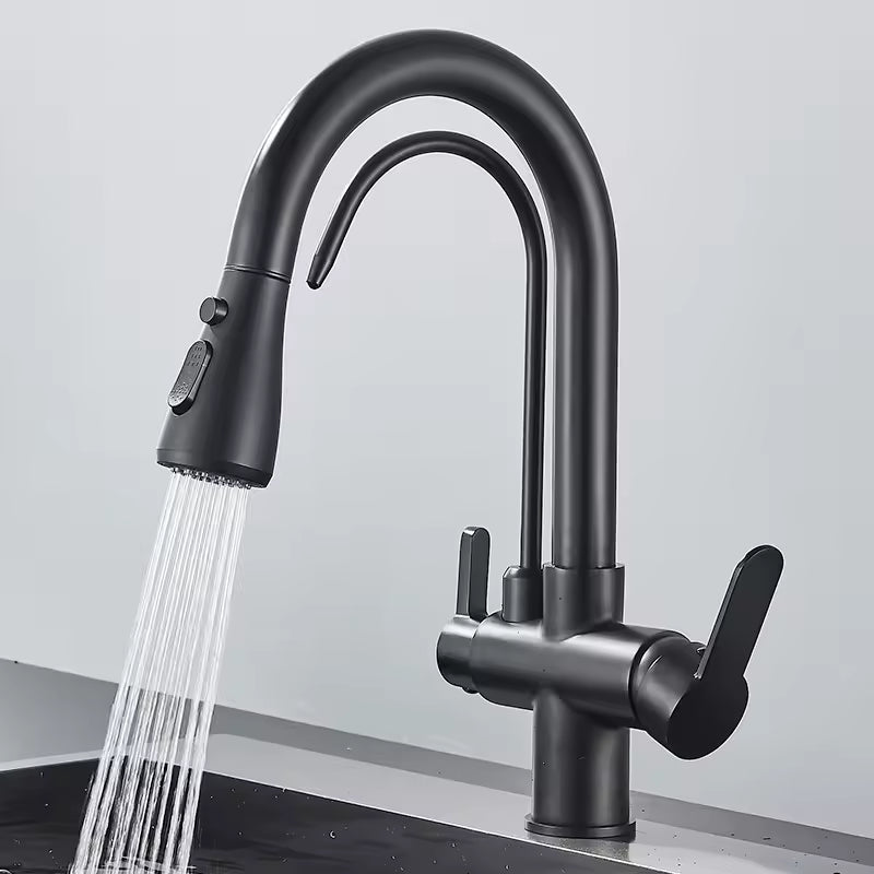 Brushed Nickel Pull-Down Kitchen Faucet with Filter Spout