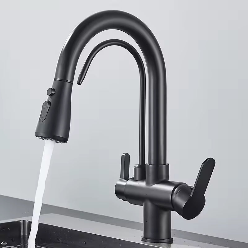 Brushed Nickel Pull-Down Kitchen Faucet with Filter Spout