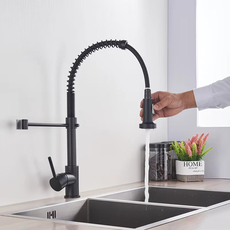 Brushed Nickel Coil Spring Pull-Down Kitchen Faucet