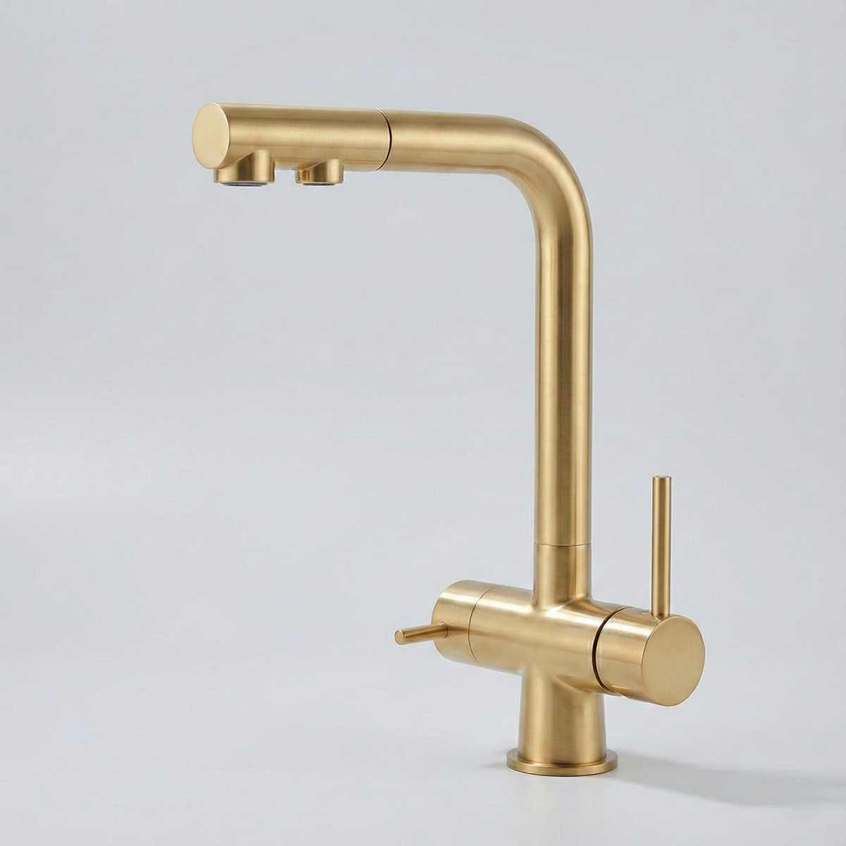 Blackened brass tap with pull-out spray head