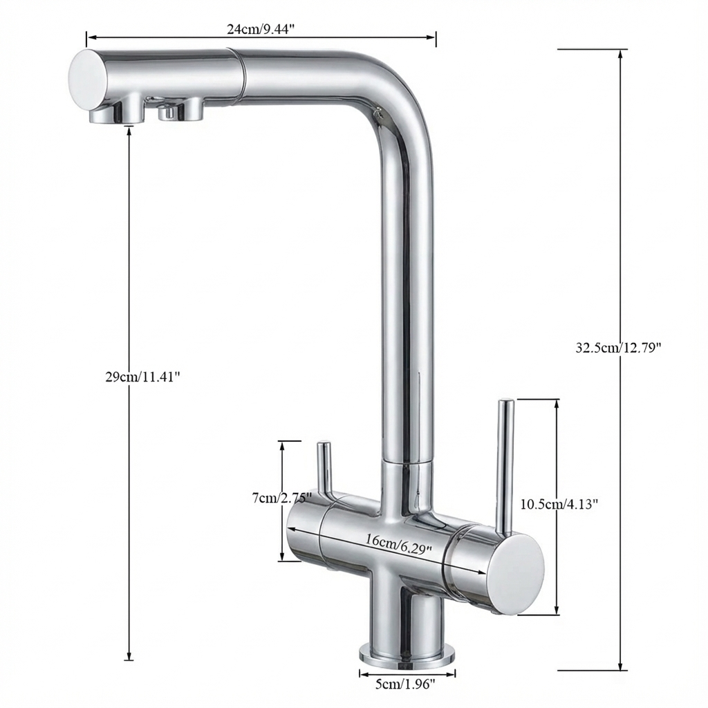 Modern Brushed Nickel Kitchen Faucet with Dual Spout