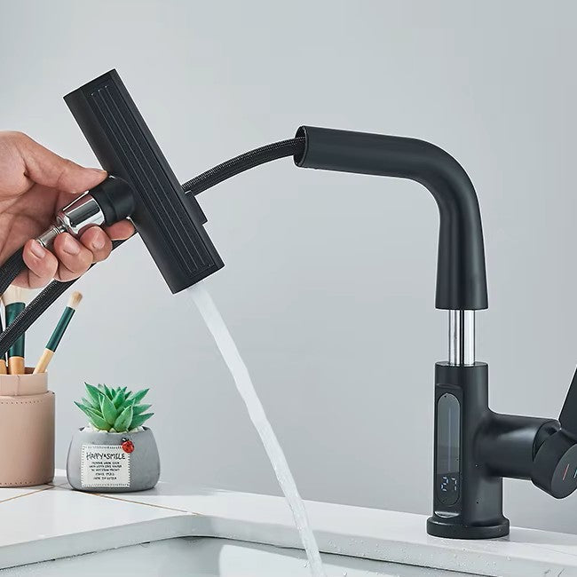 Sleek Gunmetal Pull-Down Kitchen Faucet