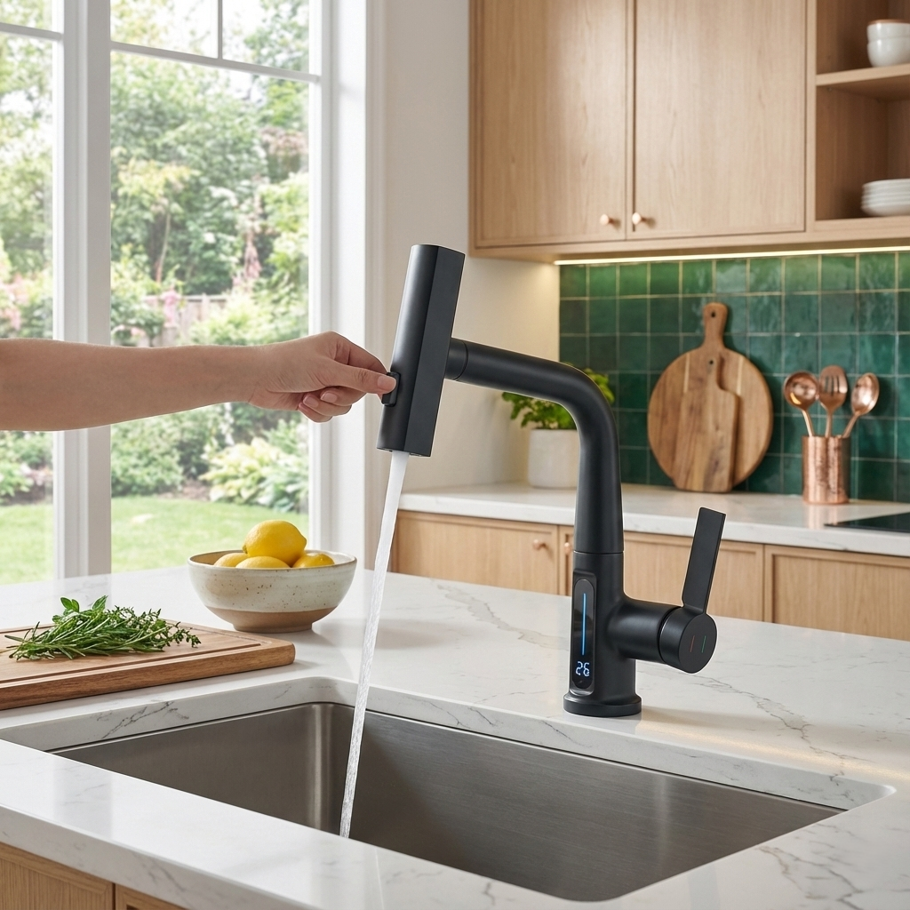 Sleek Gunmetal Pull-Down Kitchen Faucet