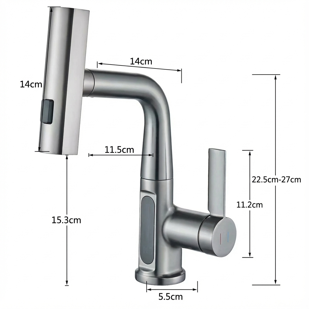 Sleek Gunmetal Pull-Down Kitchen Faucet