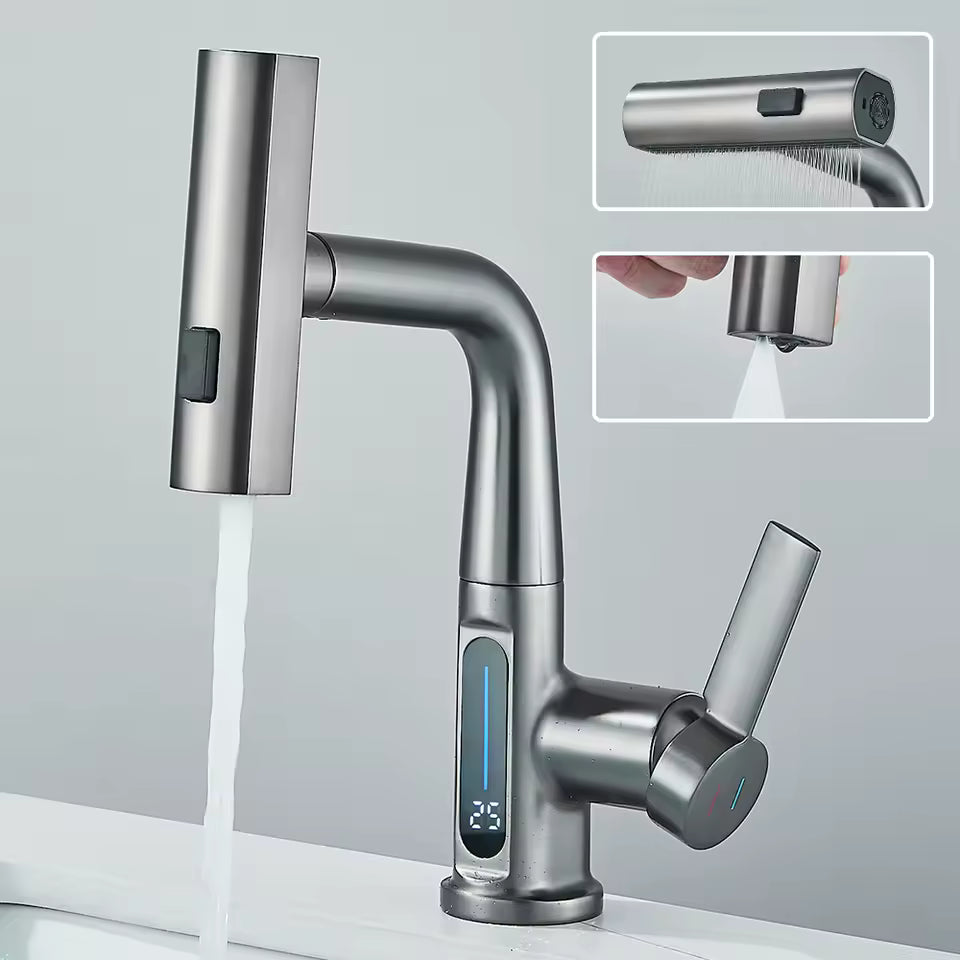Sleek Gunmetal Pull-Down Kitchen Faucet