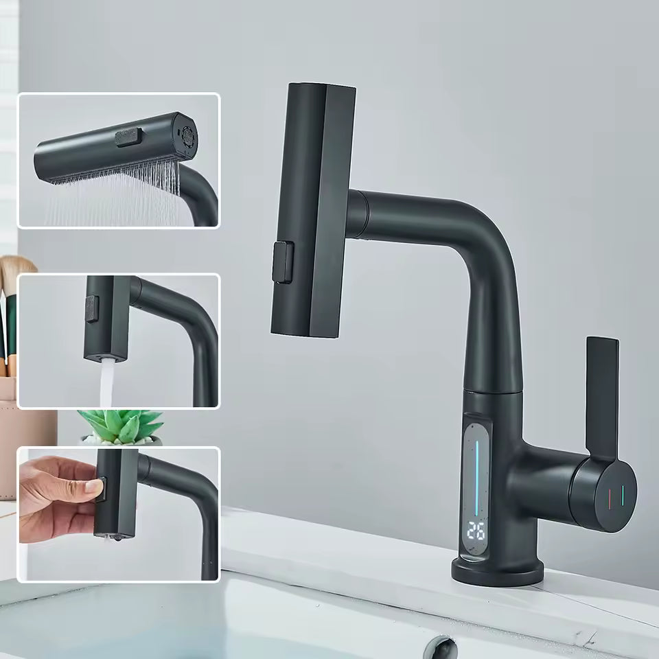 Sleek Gunmetal Pull-Down Kitchen Faucet