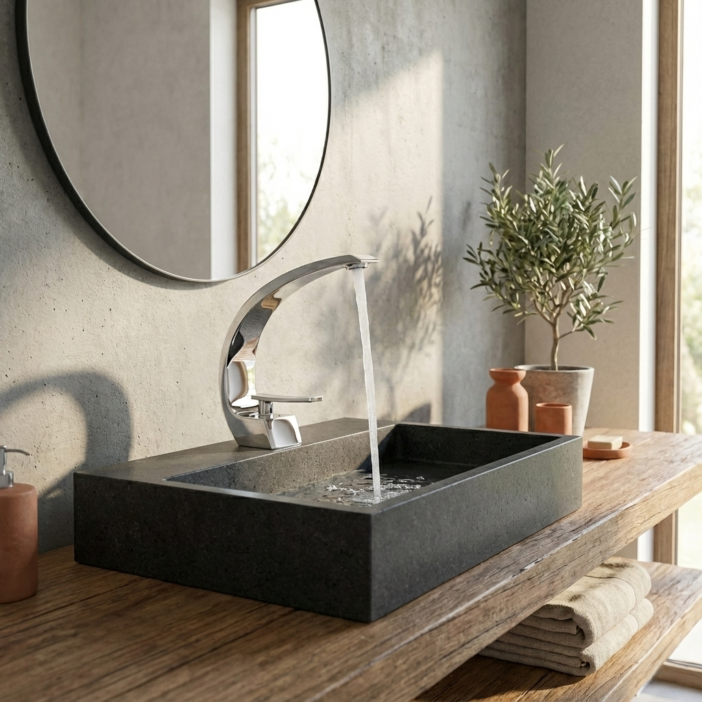 Modern Curved Chrome Single Handle Sink Faucet