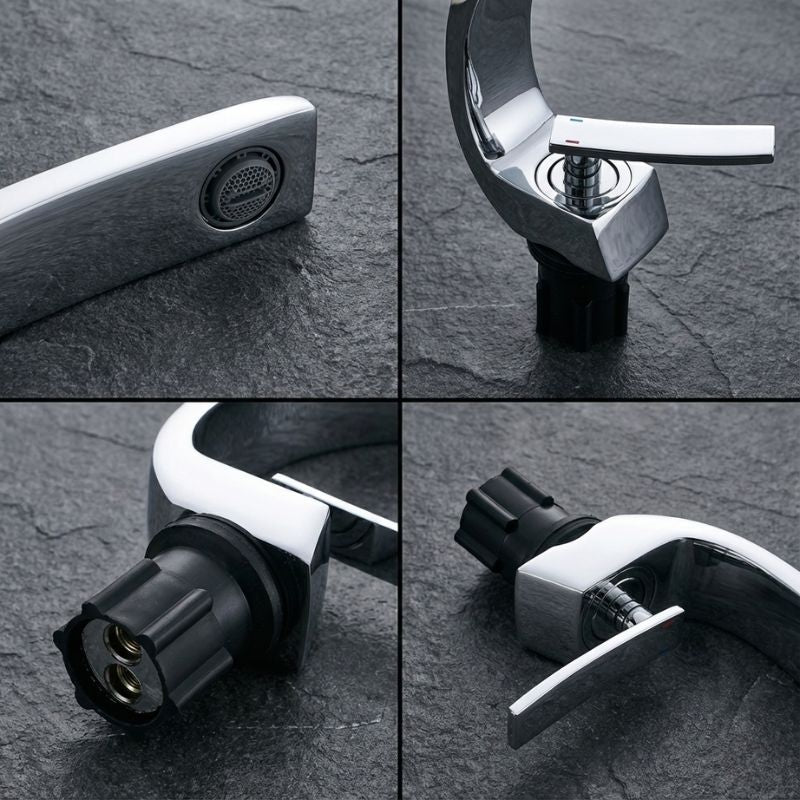 Modern Curved Chrome Single Handle Sink Faucet