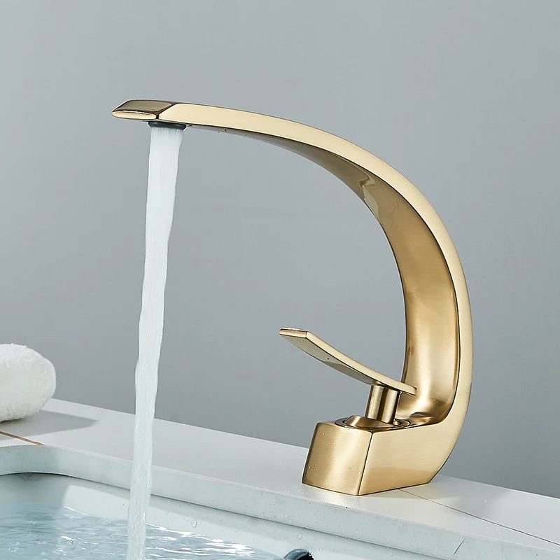 Modern Curved Chrome Single Handle Sink Faucet