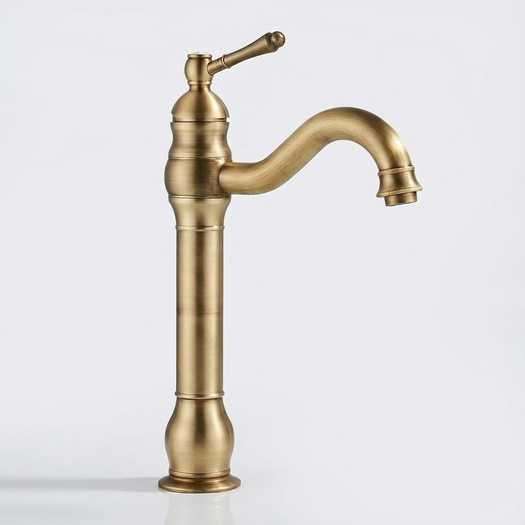 Detail of the solid brass structure of the faucet