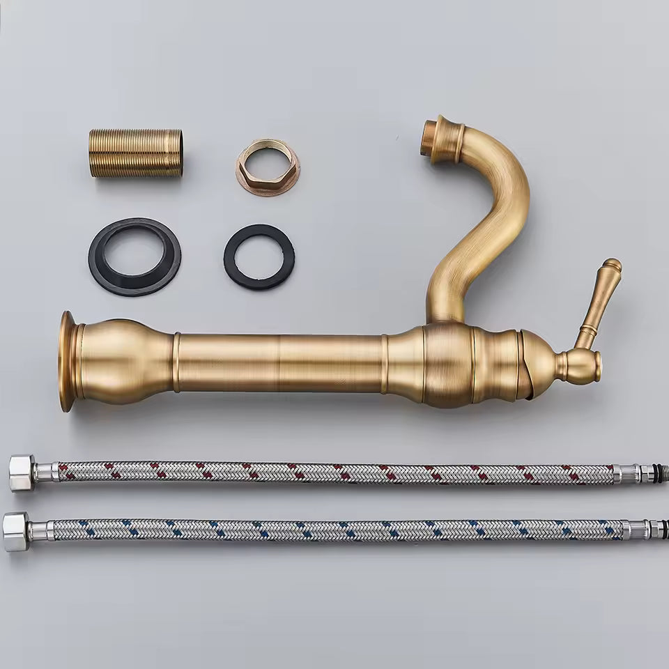 Vintage Brushed Bronze High Arc Basin Faucet