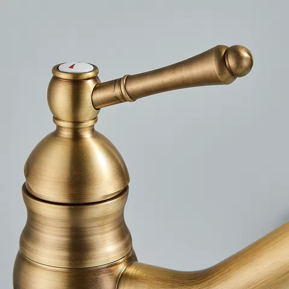 Vintage Brushed Bronze High Arc Basin Faucet