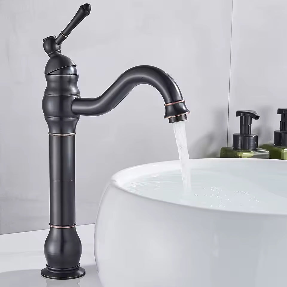 Vintage Brushed Bronze High Arc Basin Faucet