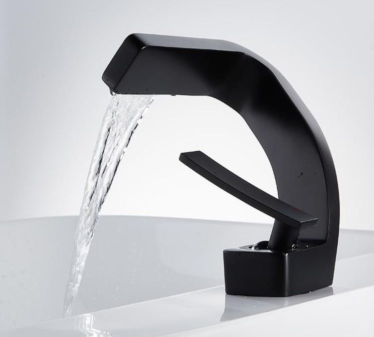 Modern Matte Black High Heel Waterfall Faucet
