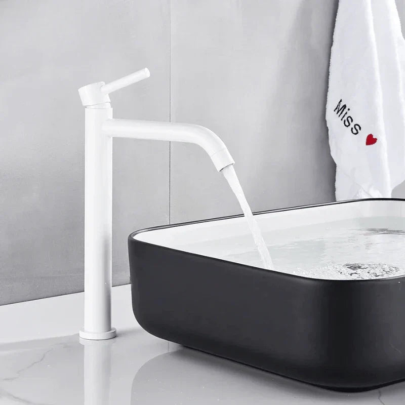 White faucet with a smooth, modern finish
