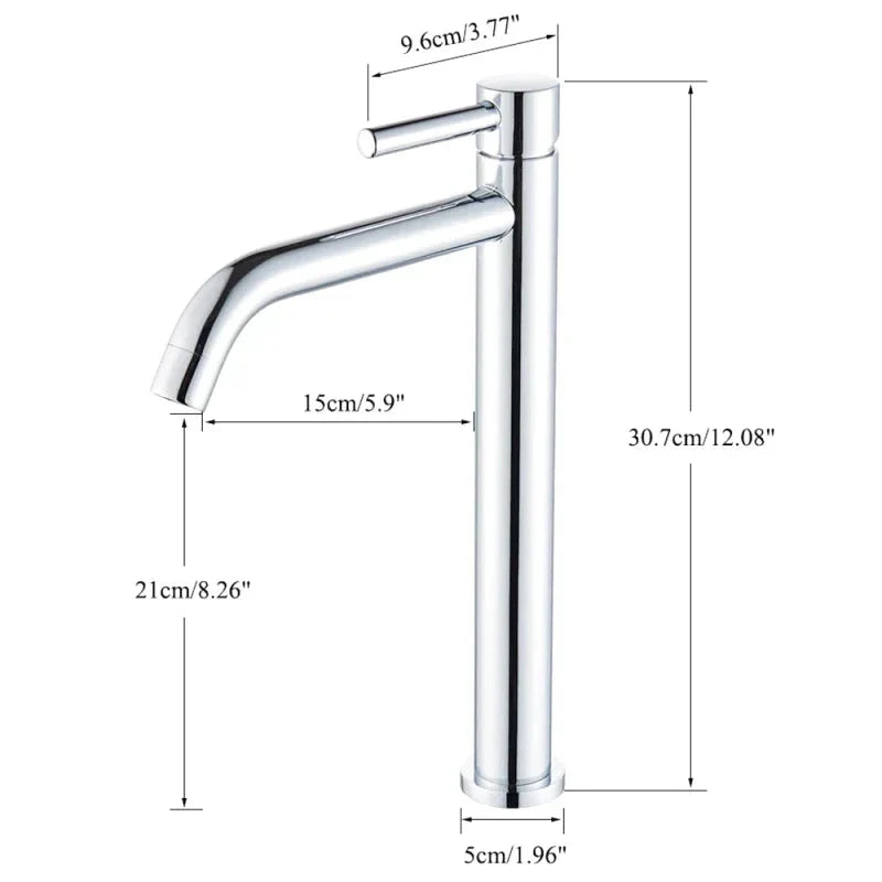 Modern Tall Chrome Single Handle Basin Faucet