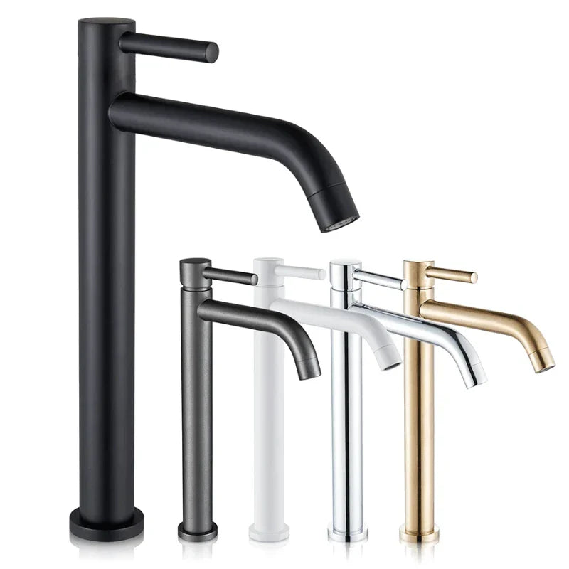 Modern Tall Chrome Single Handle Basin Faucet